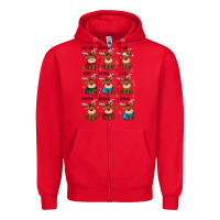 Red christmas reindeers Zipper Hoodie - MaliasSmallBusiness