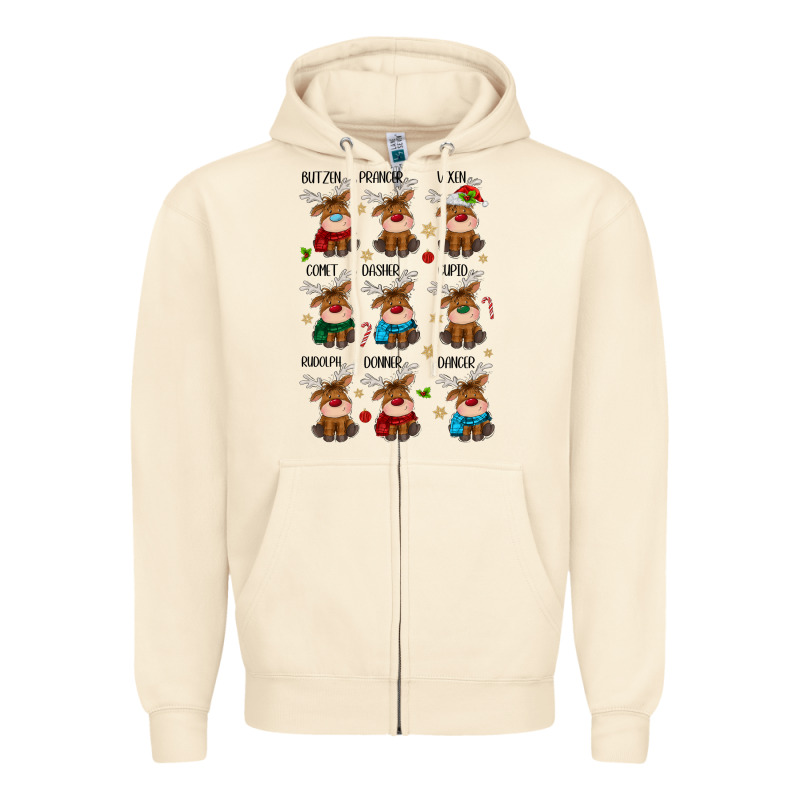 Christmas Reindeers Zipper Hoodie by MaliasSmallBusiness | Teevron