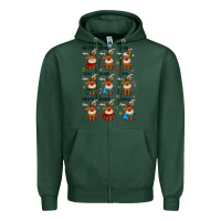 Sports Green christmas reindeers Zipper Hoodie - MaliasSmallBusiness