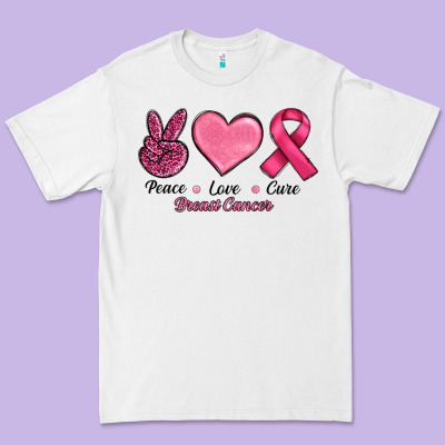 Breast Cancer Peace Love Cure Premium Tee Designed By Ranaportraitstore