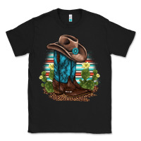 Black western boots and hat cactus leopard serape pattern Classic Tee - BarkalooDesign