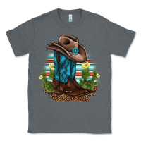 Charcoal Heather western boots and hat cactus leopard serape pattern Classic Tee - BarkalooDesign