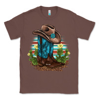 Chestnut western boots and hat cactus leopard serape pattern Classic Tee - BarkalooDesign