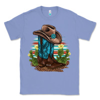 Colony Blue western boots and hat cactus leopard serape pattern Classic Tee - BarkalooDesign