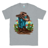 Heather Grey western boots and hat cactus leopard serape pattern Classic Tee - BarkalooDesign