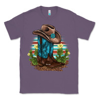 Lavender western boots and hat cactus leopard serape pattern Classic Tee - BarkalooDesign