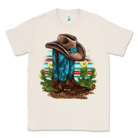 Natural western boots and hat cactus leopard serape pattern Classic Tee - BarkalooDesign