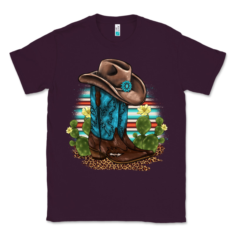 Western Boots And Hat Cactus Leopard Serape Pattern Classic Tee by BarkalooDesign | Teevron