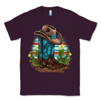 Plum western boots and hat cactus leopard serape pattern Classic Tee - BarkalooDesign