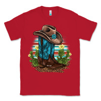 Red western boots and hat cactus leopard serape pattern Classic Tee - BarkalooDesign