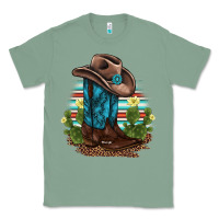 Sage western boots and hat cactus leopard serape pattern Classic Tee - BarkalooDesign