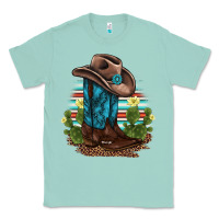 Seafoam western boots and hat cactus leopard serape pattern Classic Tee - BarkalooDesign