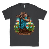 Smoke western boots and hat cactus leopard serape pattern Classic Tee - BarkalooDesign