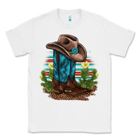 White western boots and hat cactus leopard serape pattern Classic Tee - BarkalooDesign