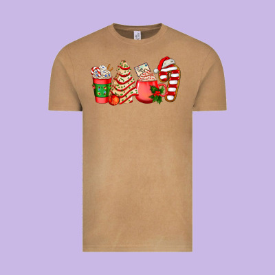 Christmas Tree Cake And Coffee Cups Ado Vintage Tee Designed By Adodesignshop
