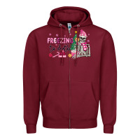 Burgundy freezing to death skeleton Zipper Hoodie - MaliasSmallBusiness