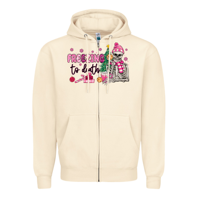 Freezing To Death Skeleton Zipper Hoodie by MaliasSmallBusiness | Teevron