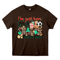 Chocolate Brown i'm just here for the snacks #soccer sister Heavy Core Tee - Zillion Design Studio