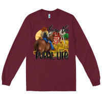 Burgundy livin the rural life Long Sleeve Tee - MaliasSmallBusiness