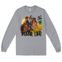 Heather Grey livin the rural life Long Sleeve Tee - MaliasSmallBusiness