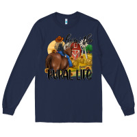 Navy livin the rural life Long Sleeve Tee - MaliasSmallBusiness