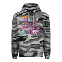 Slate Camo sister of the birthday princess Premium Hoodie - NancyCooperArtShop