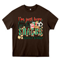Chocolate Brown i'm just here for the snacks #soccer  brother Heavy Core Tee - Zillion Design Studio