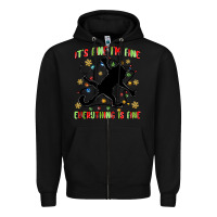 Black it's fine i'm fine everything is fine Zipper Hoodie - MaliasSmallBusiness