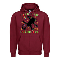 Burgundy it's fine i'm fine everything is fine Zipper Hoodie - MaliasSmallBusiness