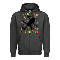 Charcoal Heather it's fine i'm fine everything is fine Zipper Hoodie - MaliasSmallBusiness