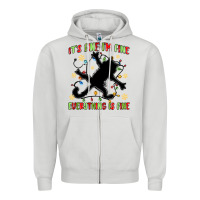Dove Grey it's fine i'm fine everything is fine Zipper Hoodie - MaliasSmallBusiness