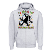 Heather Grey it's fine i'm fine everything is fine Zipper Hoodie - MaliasSmallBusiness