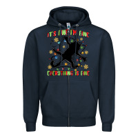 Navy it's fine i'm fine everything is fine Zipper Hoodie - MaliasSmallBusiness
