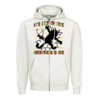 Oatmeal Heather it's fine i'm fine everything is fine Zipper Hoodie - MaliasSmallBusiness