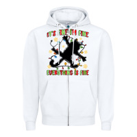 White it's fine i'm fine everything is fine Zipper Hoodie - MaliasSmallBusiness