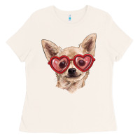 Bone Chihuahua dog with love glasses Ladies Tee - RanaPortraitStore