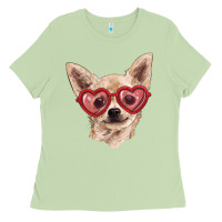 Matcha Chihuahua dog with love glasses Ladies Tee - RanaPortraitStore