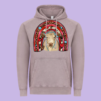 Valentines Charolais  Rainbow Vintage Hoodie Designed By Jahusdesignshop