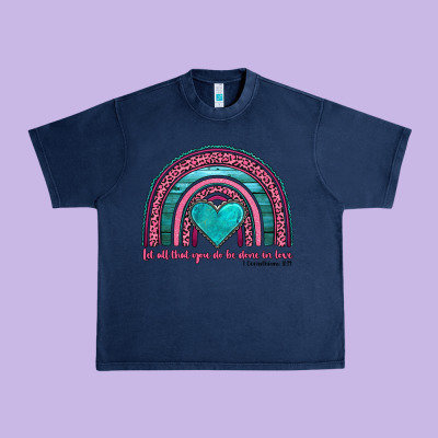 Valentine's Day Rainbow Let All That You Do Be Done In Love 1 Corinthi Urban Heavy Tee Designed By Adodesignshop