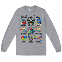 Heather Grey god says  am autism Long Sleeve Tee - MaliasSmallBusiness