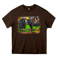 Chocolate Brown black angus cattle and bull in barnyard Heavy Core Tee - RanaPortraitStore
