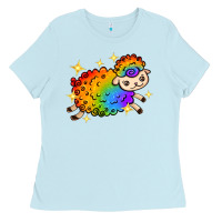 Baby Blue rainbow sheep with star Ladies Tee - texasbilliewilder