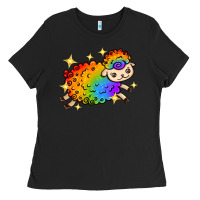 Black rainbow sheep with star Ladies Tee - texasbilliewilder