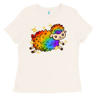 Bone rainbow sheep with star Ladies Tee - texasbilliewilder