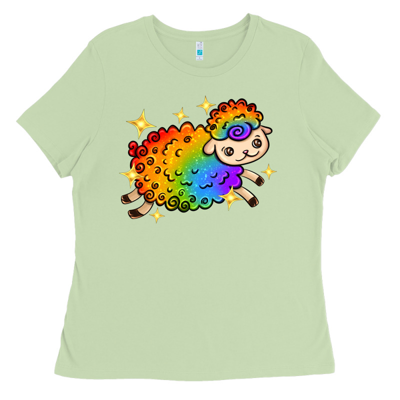 Rainbow Sheep With Star Ladies Tee by texasbilliewilder | Teevron