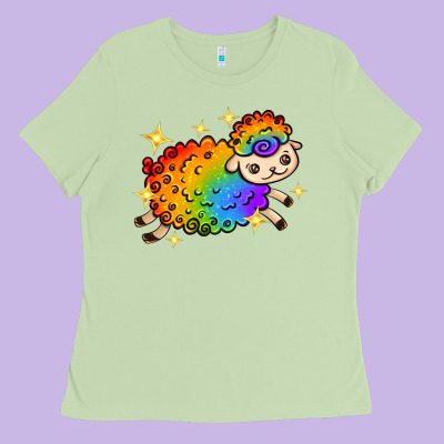 Ladies Tee rainbow sheep with star