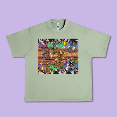 Easter Bunny Egg Cowhide Leopard Urban Heavy Tee Designed By Artiststas
