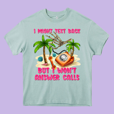 I Might Text Back Heavy Core Tee Designed By Texasbilliewilder