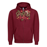 Burgundy santa baby Zipper Hoodie - MaliasSmallBusiness
