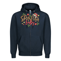 Navy santa baby Zipper Hoodie - MaliasSmallBusiness